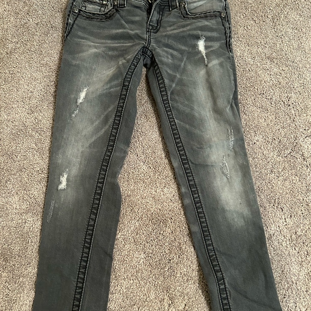 Miss Me Women's Charcoal Distressed Skinny Jeans